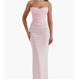 House of CB SET Giuliana Stretch Satin Maxi Skirt & Georgie Mesh Corset